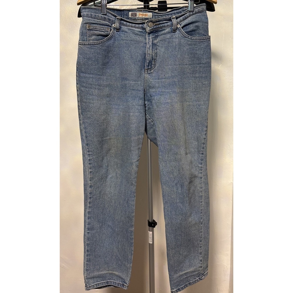 Faded Glory Jeans Womens 12 Blue Straight Leg Medium Wash Stretch Denim Pants